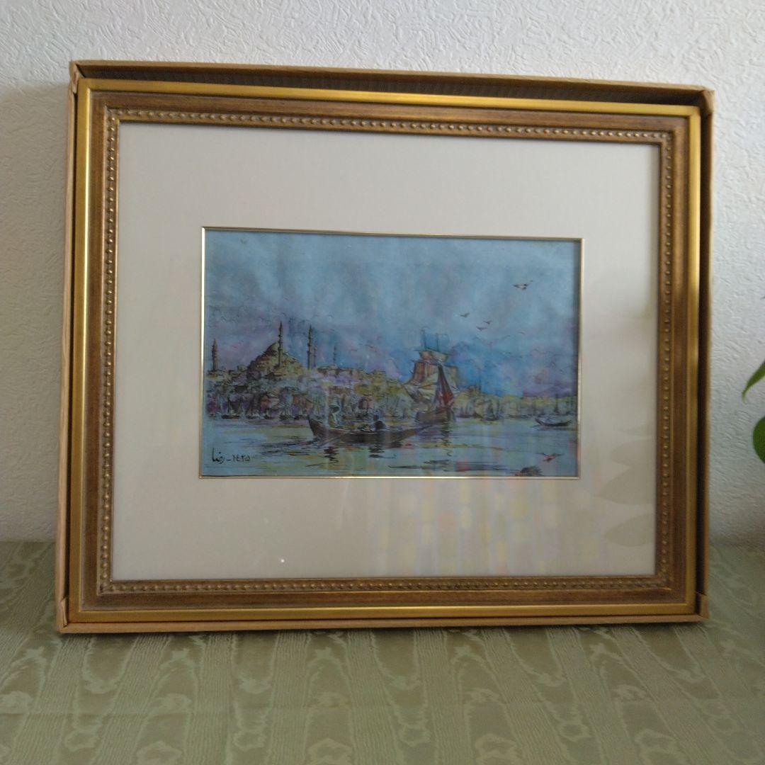 E-121 イスラム寺院　ジャーミーのある風景画　トルコ