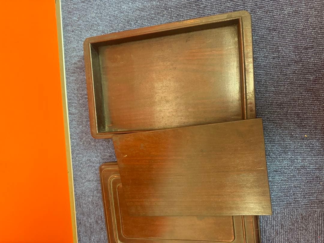 1676 時代物 古唐木長方硯箱・唐木文房四宝盒 筆・雨畑硯付  書道具