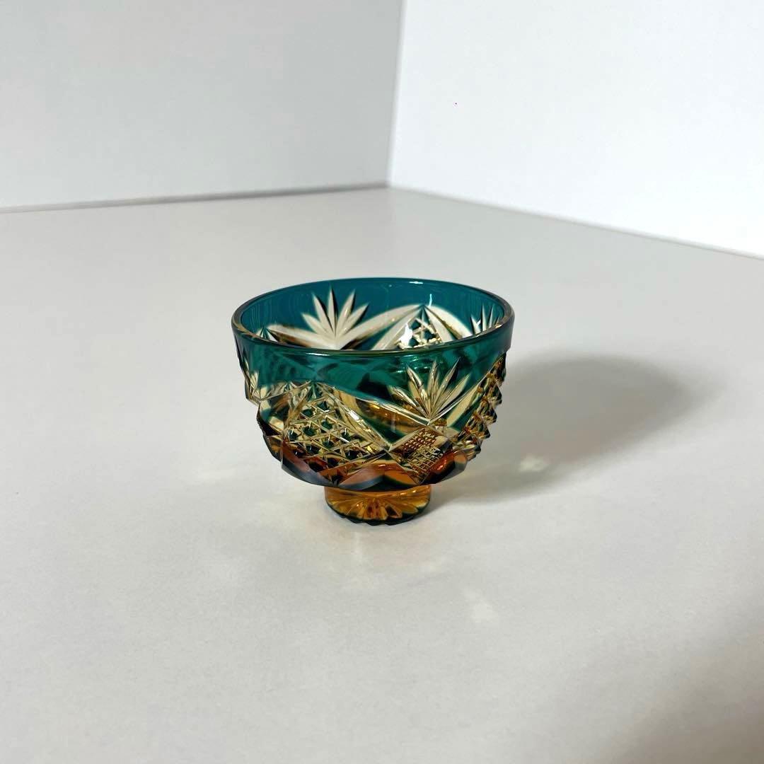 #XG331 ガラス工芸作家・黒木国昭・綾切子・銘「猪口」・骨董・アンティーク