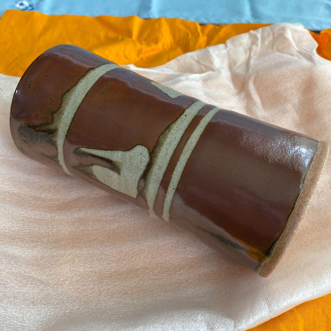 値下げせりざわけいすけおまけ 益子焼の人間国宝濱田庄司の次男、濱田晋作の花生です