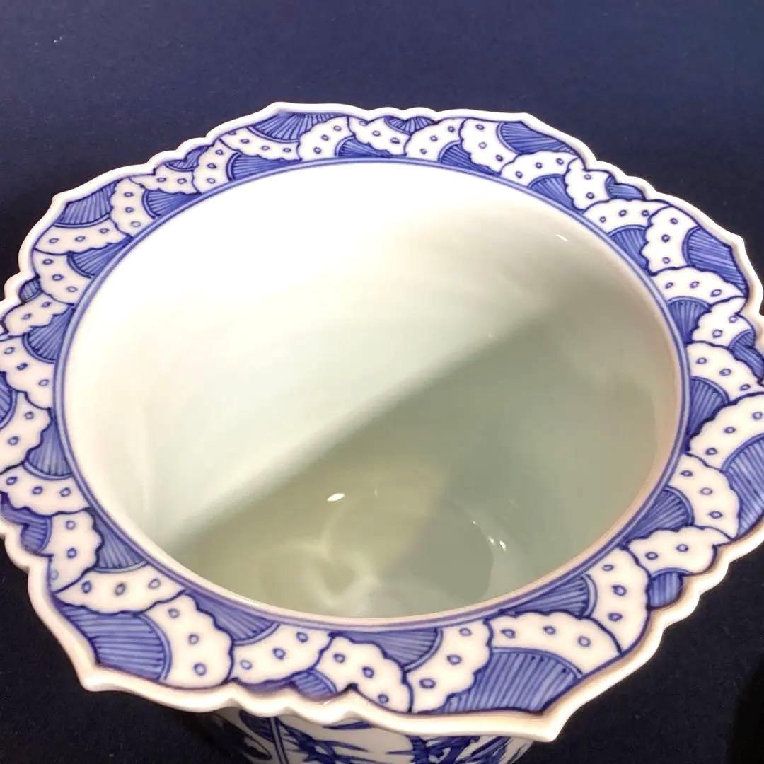 西村徳泉作　祥瑞輪花形水指　尋牛斎箱