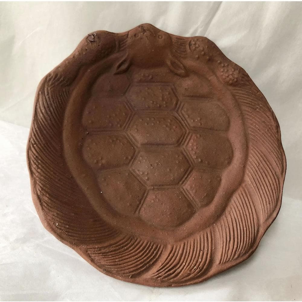 e2960 備前焼 亀甲皿 5枚 巾13～14cm せんべい皿 煎餅皿