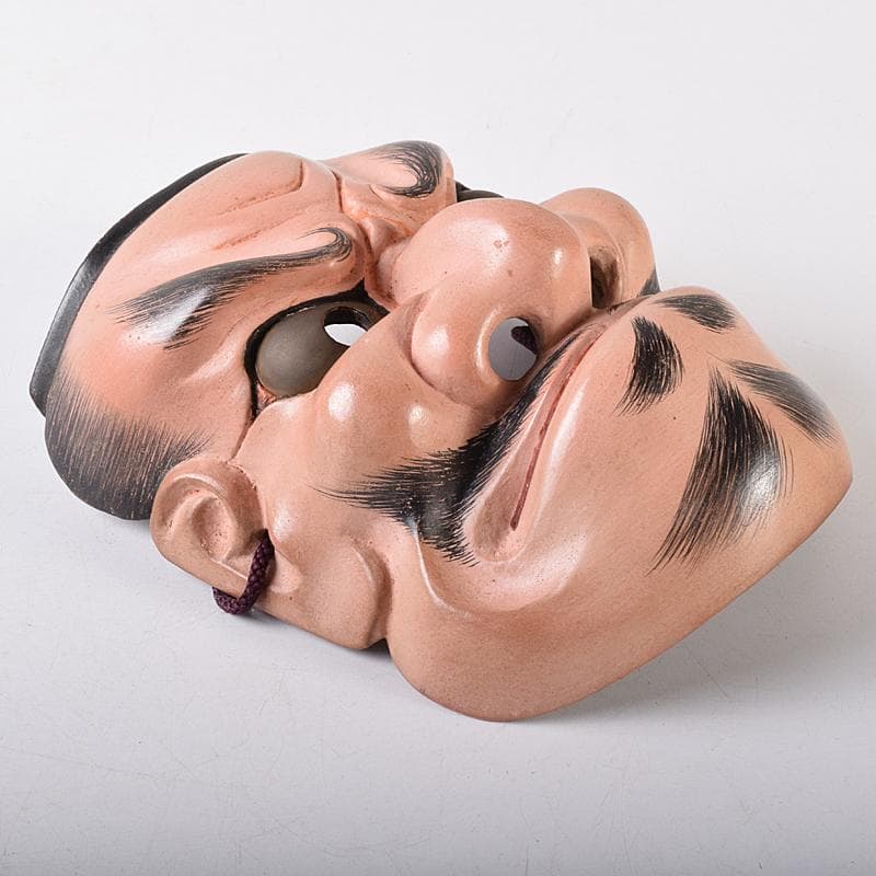 能面　能楽　雅楽　木彫　小べし見　時代箱付　M　R8711