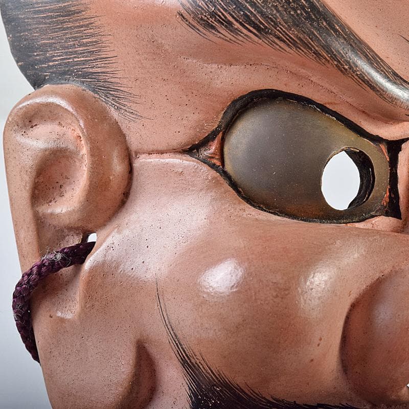 能面　能楽　雅楽　木彫　小べし見　時代箱付　M　R8711