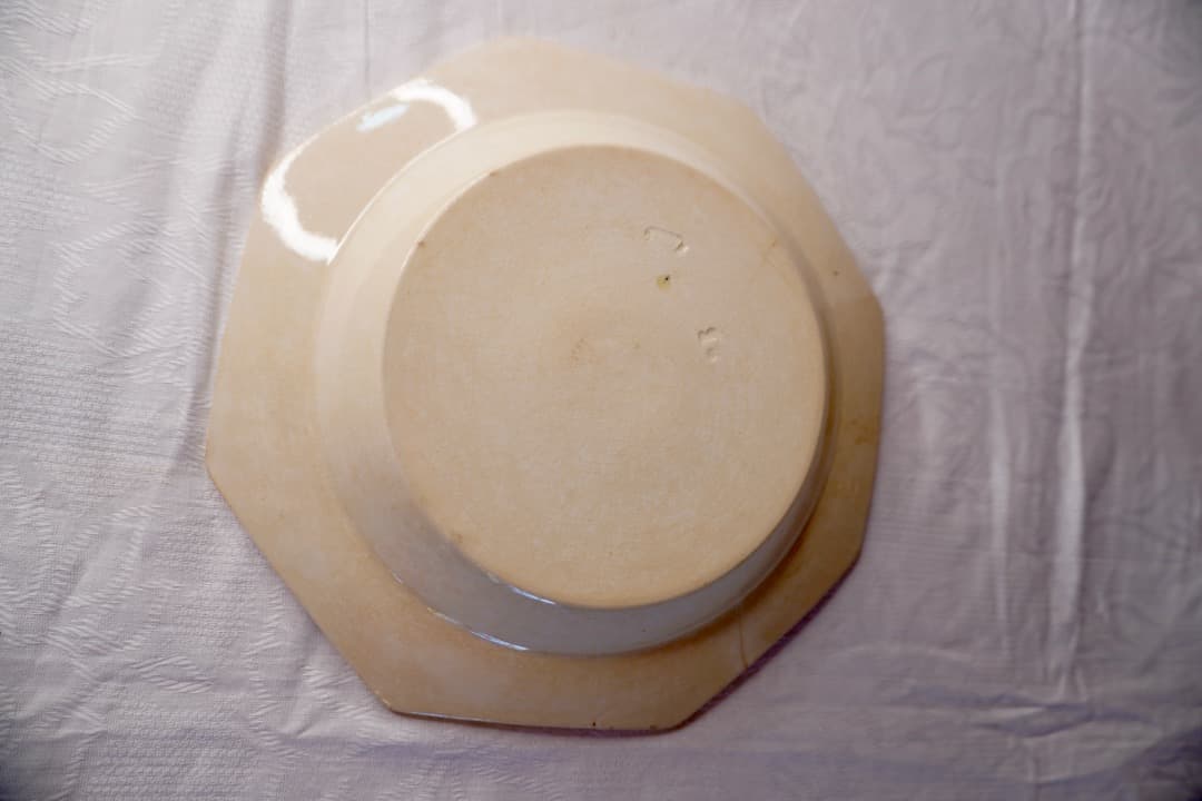 フランス アンティーク クレイユモントロー オクトゴナルプレート 陶器 深皿④