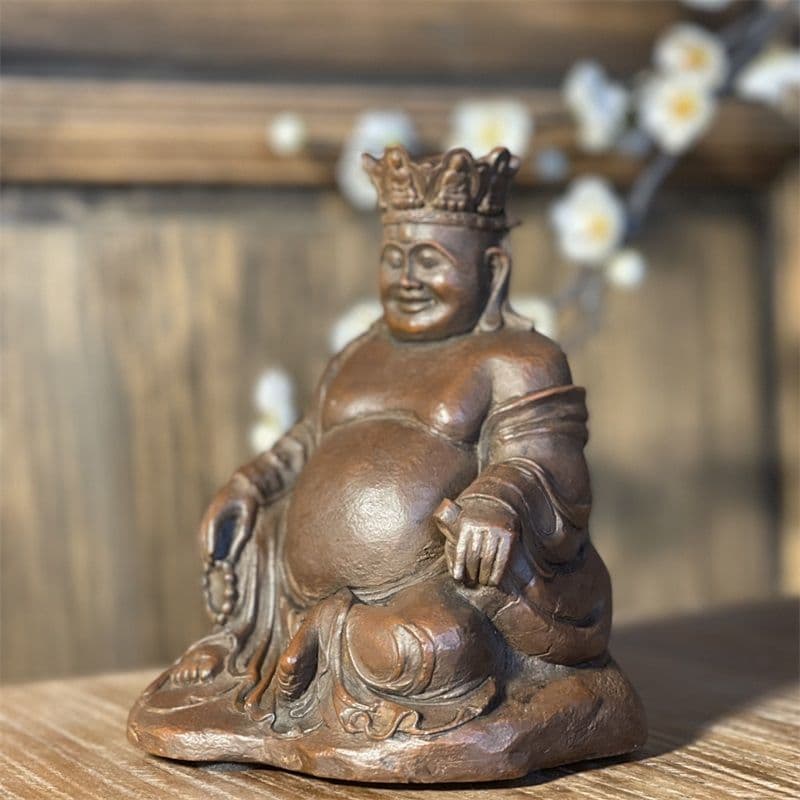 石像 仏像 宝冠弥勒仏 禅意 玄関 書斎 茶室 机面 供養 装飾品 工芸品 置物
