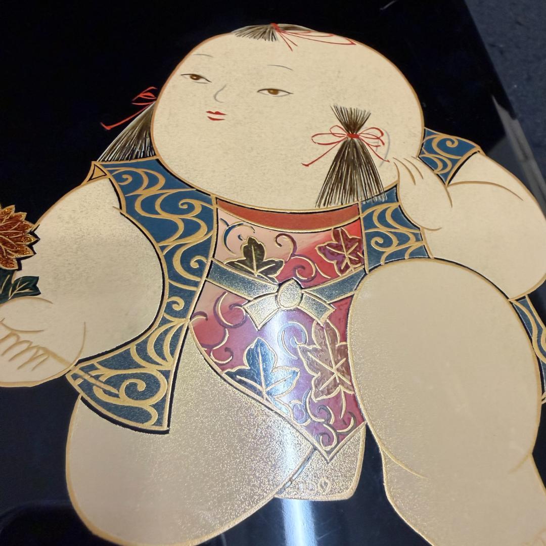 硯箱 平安 象彦 蒔絵 象嵌 硯 水滴 書道具　唐子紋