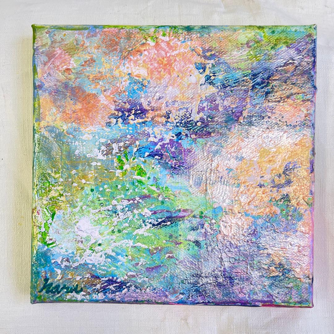 【原画 18×18cm】Vernal Breeze：桜と川の春霞