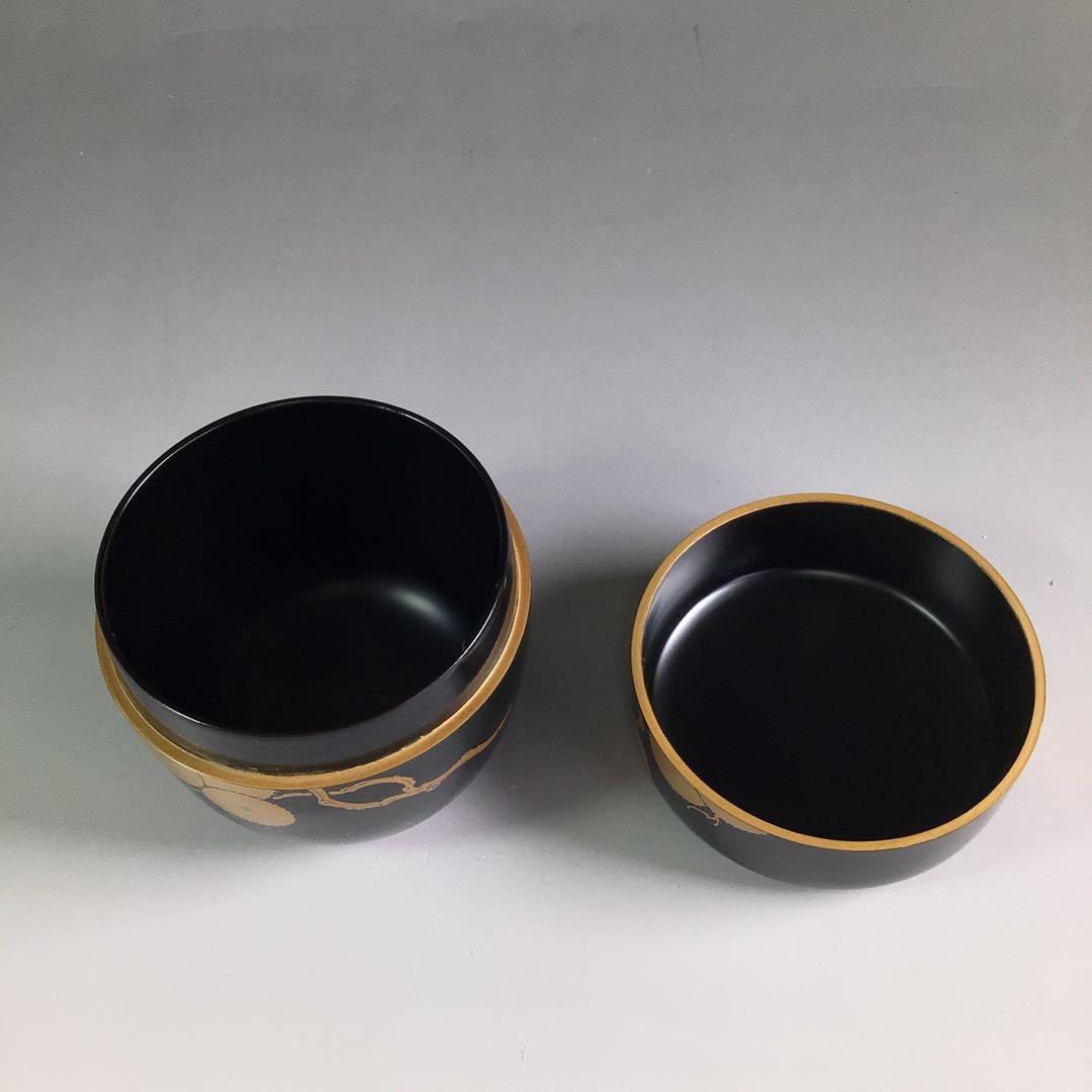 Ｒ３２８　棗　『蒔絵師　西條一斎作』『唐松蒔絵』『大棗』　共箱　茶道具