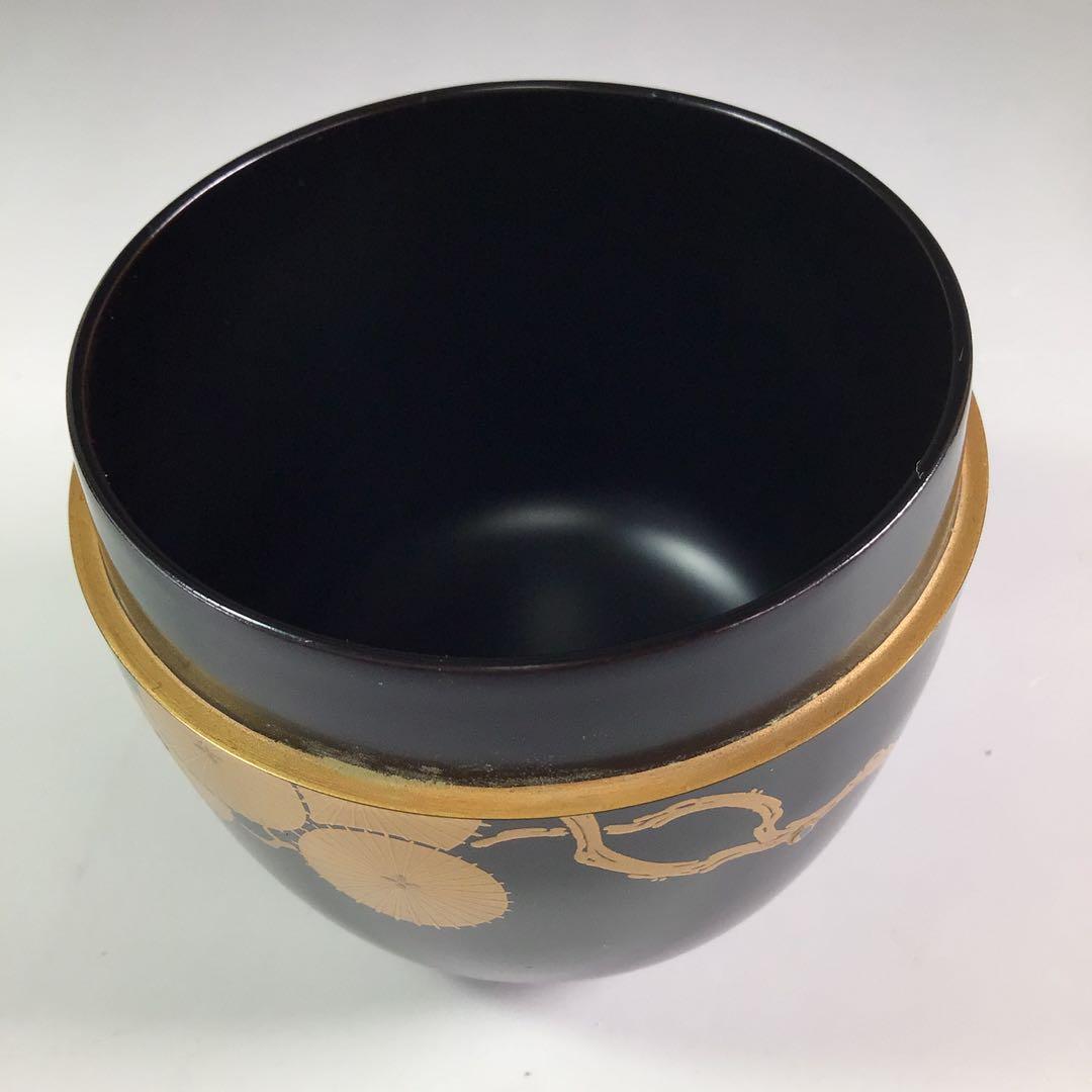 Ｒ３２８　棗　『蒔絵師　西條一斎作』『唐松蒔絵』『大棗』　共箱　茶道具