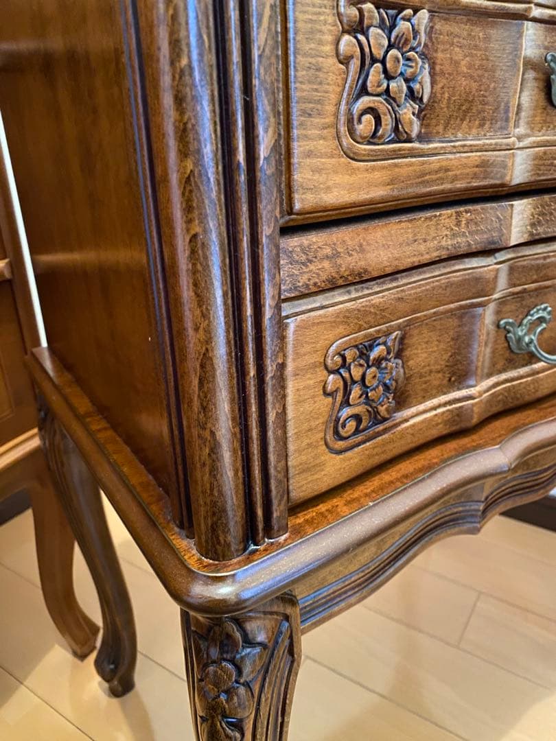 猫脚　美品　ブラウン木製キャビネット