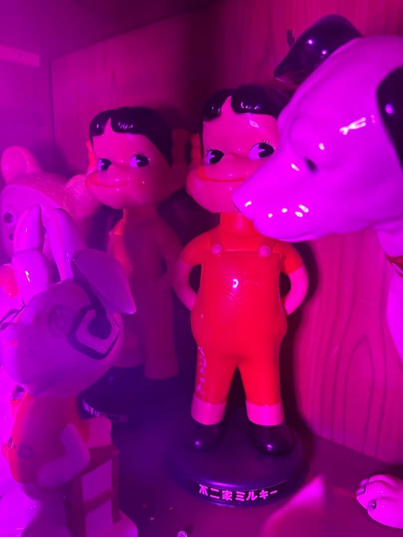 ★非売品★不二家★ペコちゃん★人形★5体★首ふり★赤ヘッダー★企業広告1枚★