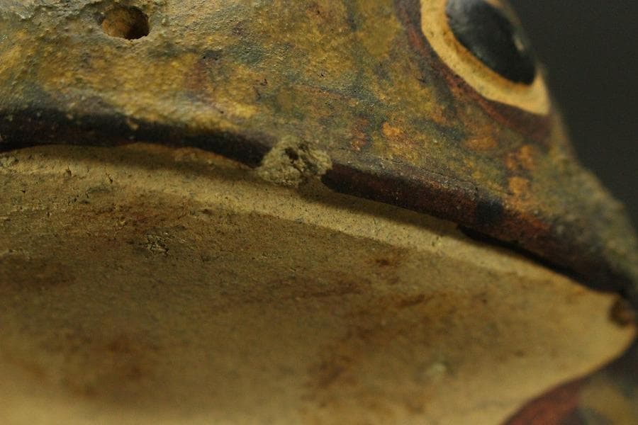 古い 陶製 蝦蟇 二件(ZE478)