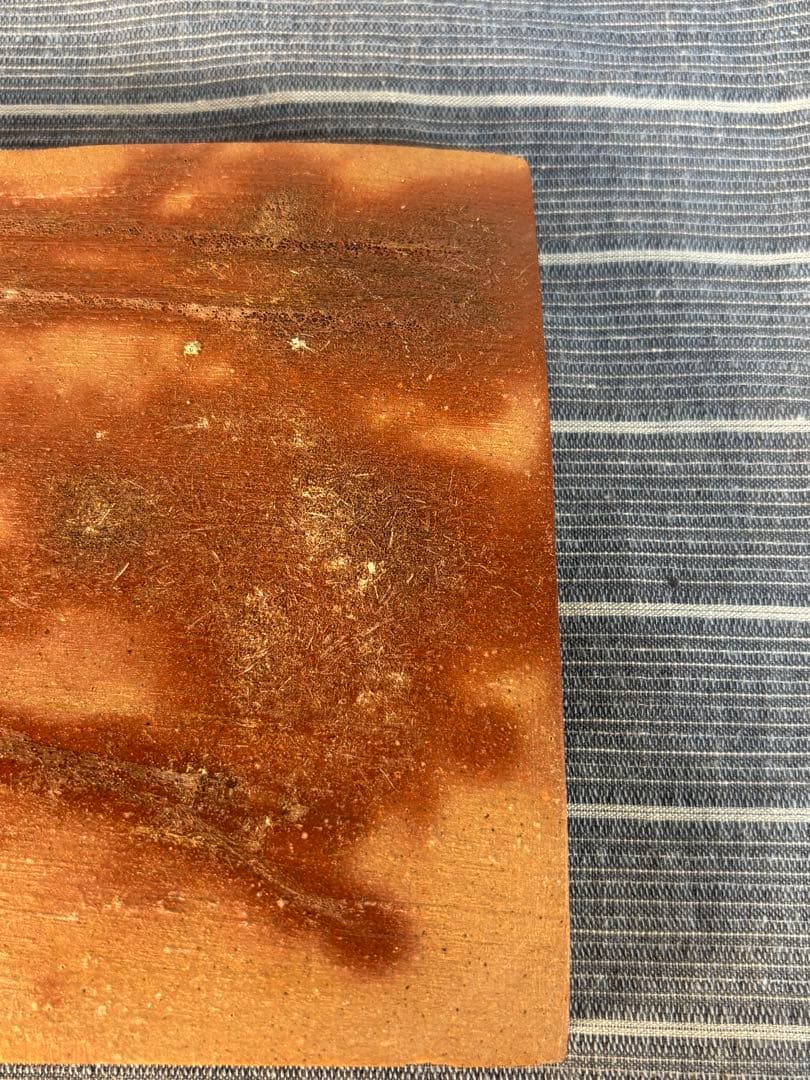 「見附文雄」備前焼ひだすき　平皿　陶印有り