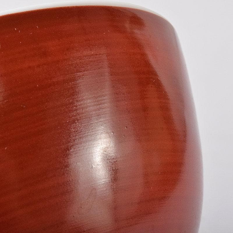 茶道具　京焼　清水焼　谷口良三作　辰砂　内達磨染付　茶碗　共箱　V　R8498