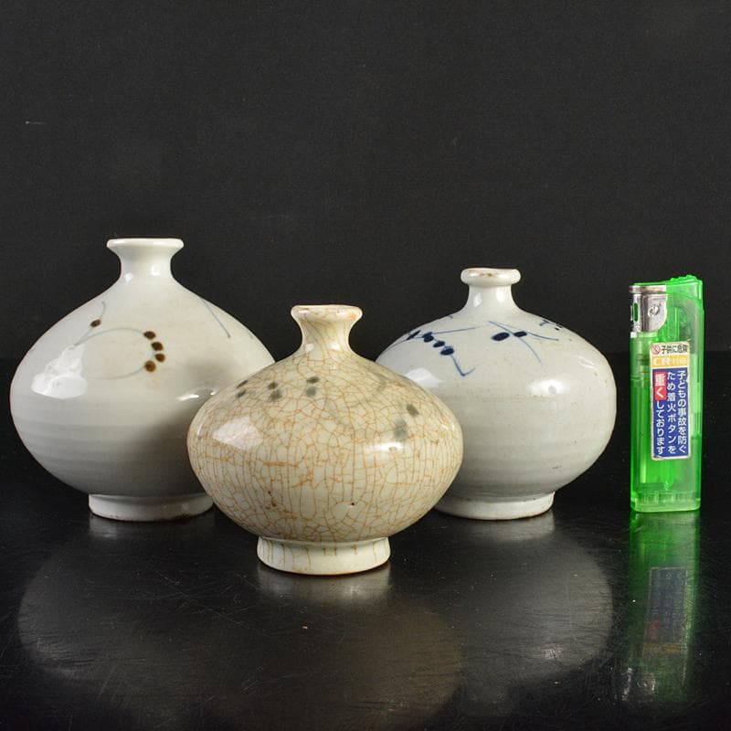 伊万里焼　古伊万里　染付　花文　油壷　小壷　3点まとめて　V　R6859