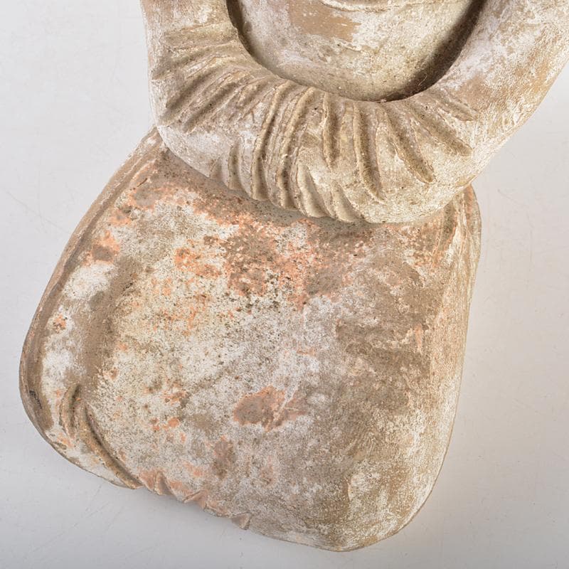 中国　加彩　漢詩刻　人物俑　置物　箱蓋無し　在銘印あり　V　R7237