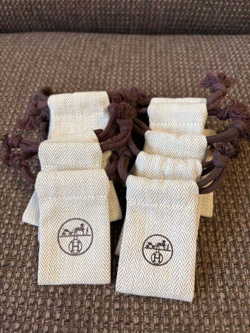 極美品エルメスミニ巾着保存袋アクセサリー入れ（4.5x7.5cm）1 4枚セット