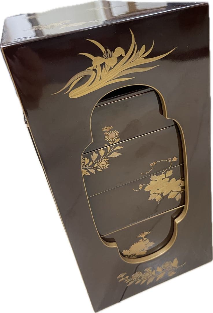 【茶道具】蒔絵野弁当　野点　弁当箱　花見重　年代物　漆器　金蒔絵　重箱