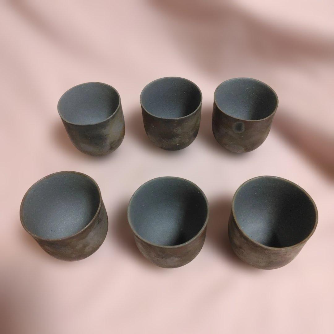 備前焼　明石政幸作　湯呑揃