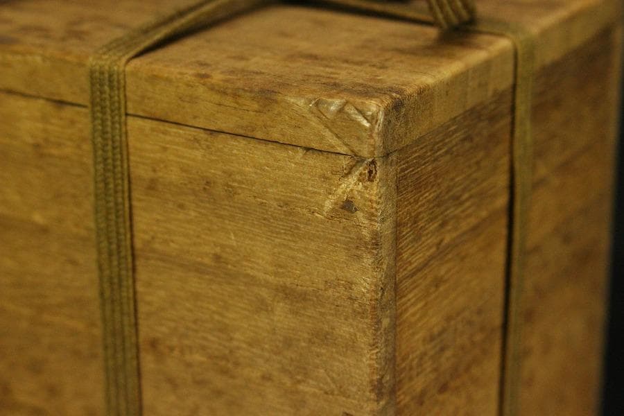 香炉 獅子双耳 三足香炉 金属製 木箱付(メ1186)