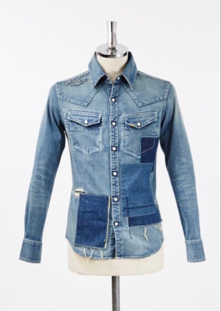 B’z稲葉浩志さん着用 AKMパッチワークウェスタン ストレッチデニムシャツ