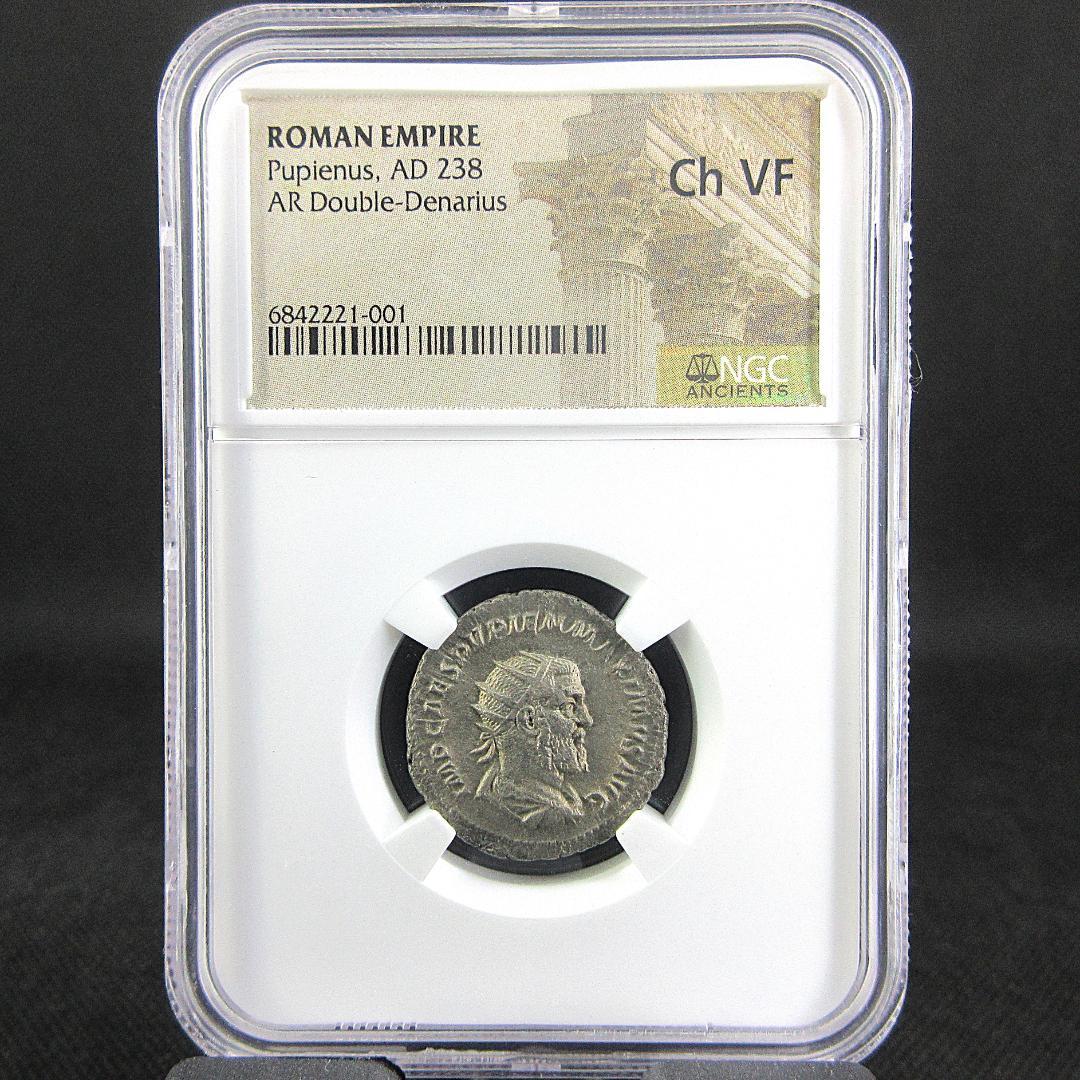 古代ローマ プピエヌス ダブルデナリウス 銀貨 NGC アンティーク 