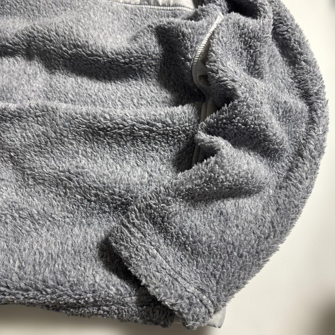 美品 BabolaT バボラ ボアフリース ナイロン パーカー グレー L 防寒