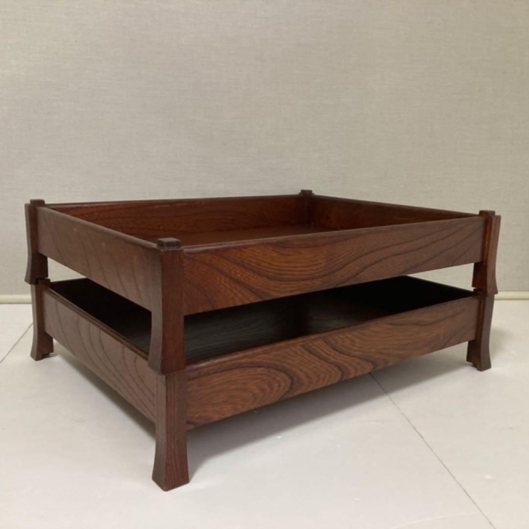 衣装盆 乱れ箱 脱衣籠 2段 棚 ラック 木製 櫓 脚付き 旅館 和風 レトロ