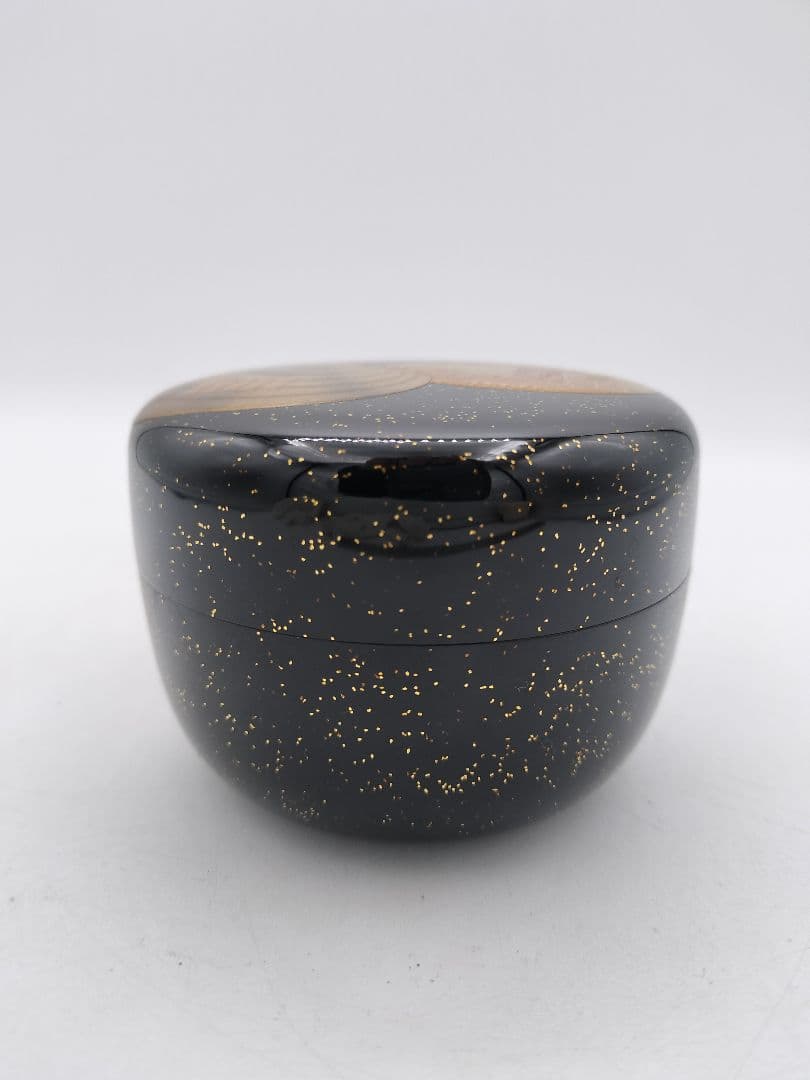 c650 平棗 貝合せ蒔絵 源氏29帖目『行幸』輪島 野井景斉 木箱 茶道 古物