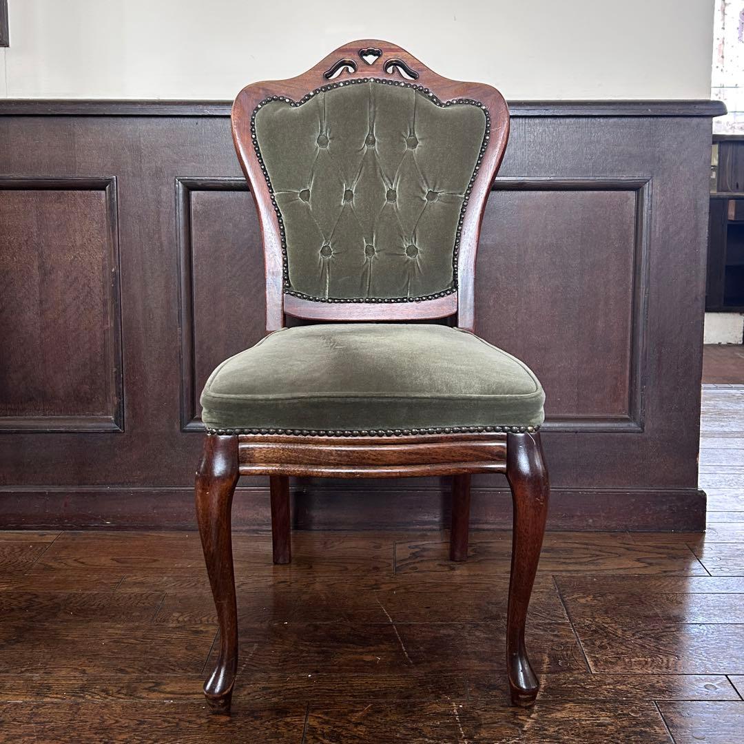 アンティーク 猫足 ベロアチェア/ベルベットチェア no.01