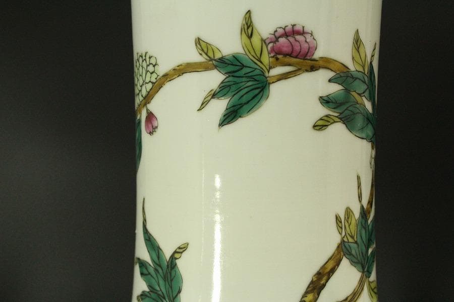 中国美術 色絵 大きな花瓶 高53cm(LC797)