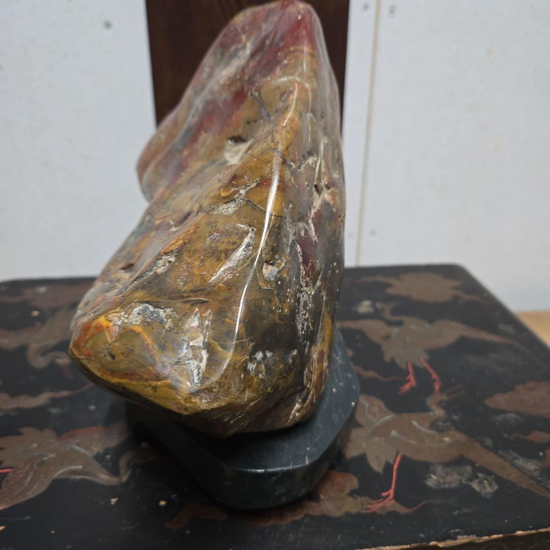 天然石 自然石彫刻 赤 黄 茶色