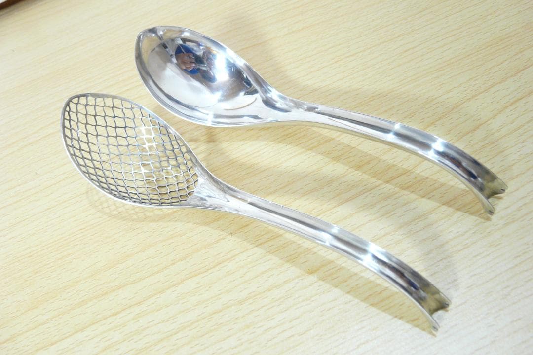 九代 中川浄益 南鐐 網透無地入子匙 銀製 55.7g 本物保証 銀食器