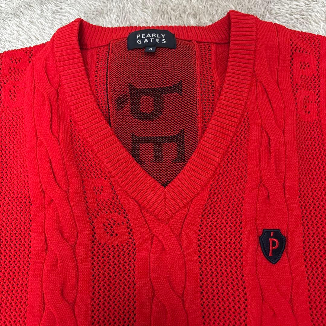【未使用】PEARLY GATES レッド Vネック ベスト サイズ5