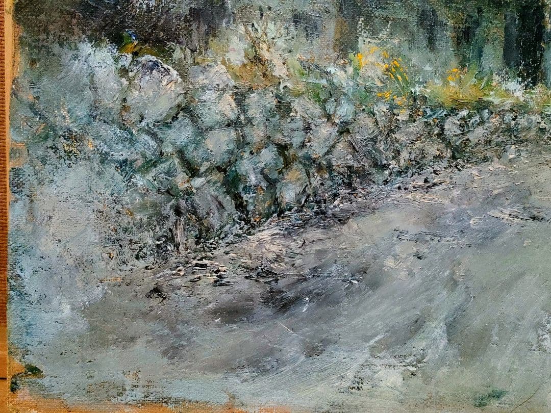 「田舎家風景」油彩 P6 額装サイン有⁰