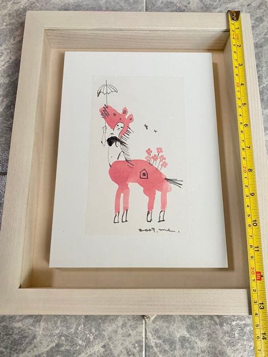 足田メロウ　原画　直筆サイン　絵画　希少　ペガサス　フラワー　額付き