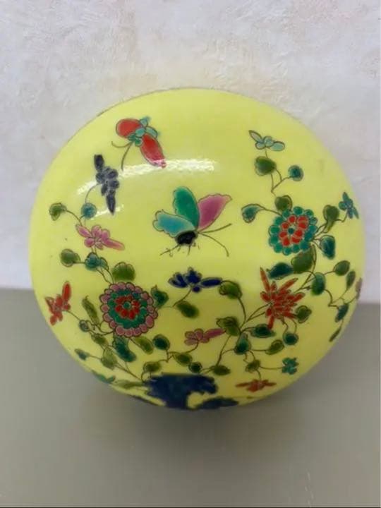 中国清光绪年製琺瑯彩•粉彩香盒　骨董唐物コレクション古美術品アンティーク江戸青磁