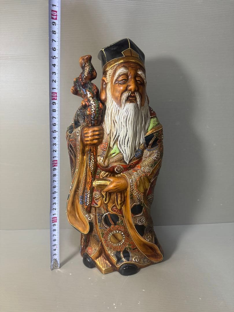 2500 九谷焼 寿老人 置物 縁起物　38cm 時代物