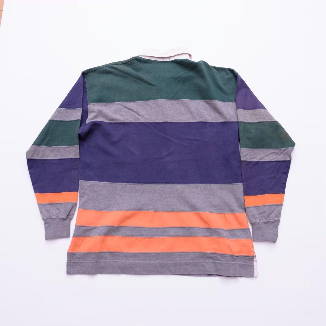 90s オールド GAP ラガーシャツ ボーダー マルチカラー 紺 古着 XL