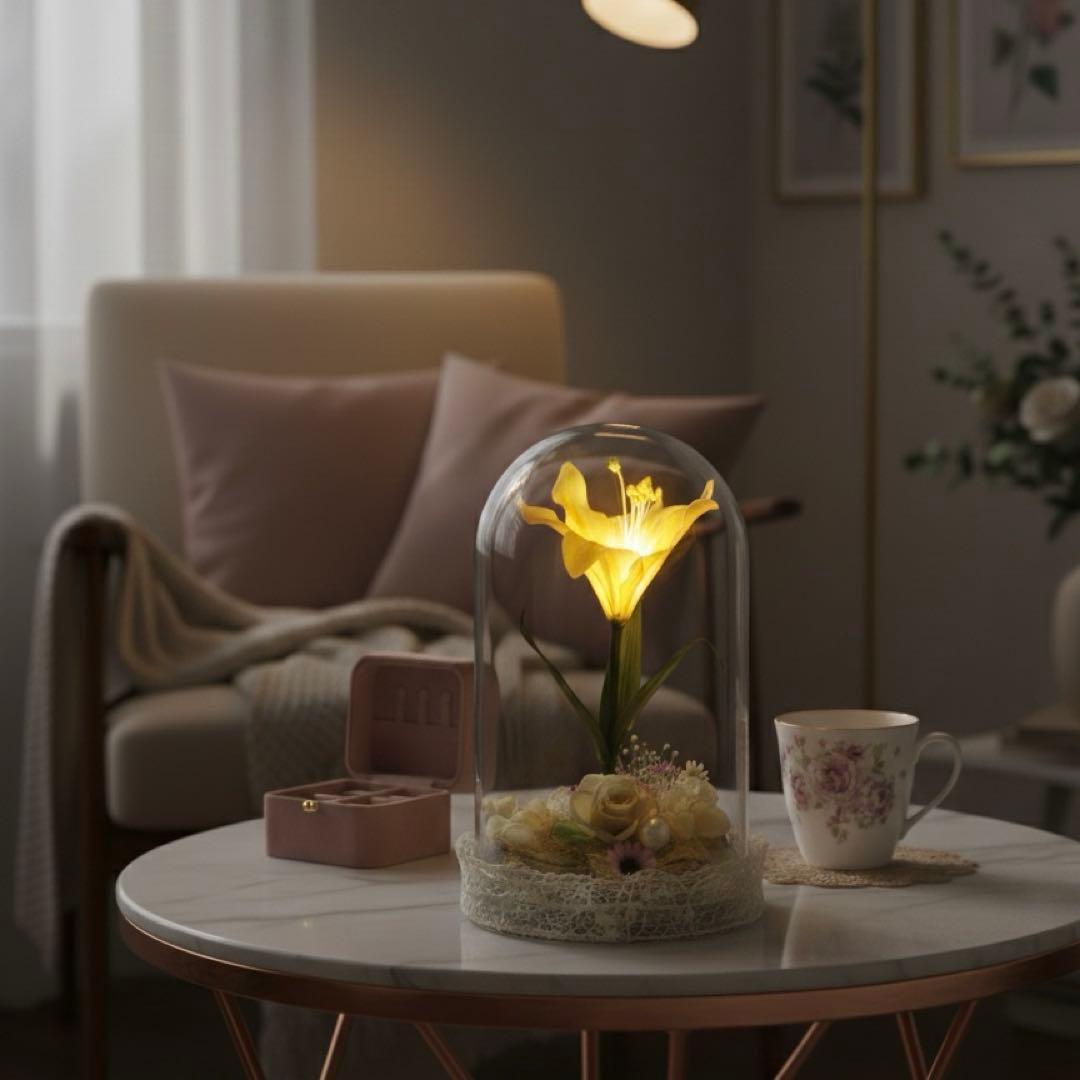 【1点もの】塔の上のラプンツェル　魔法の花　光る卓上インテリア