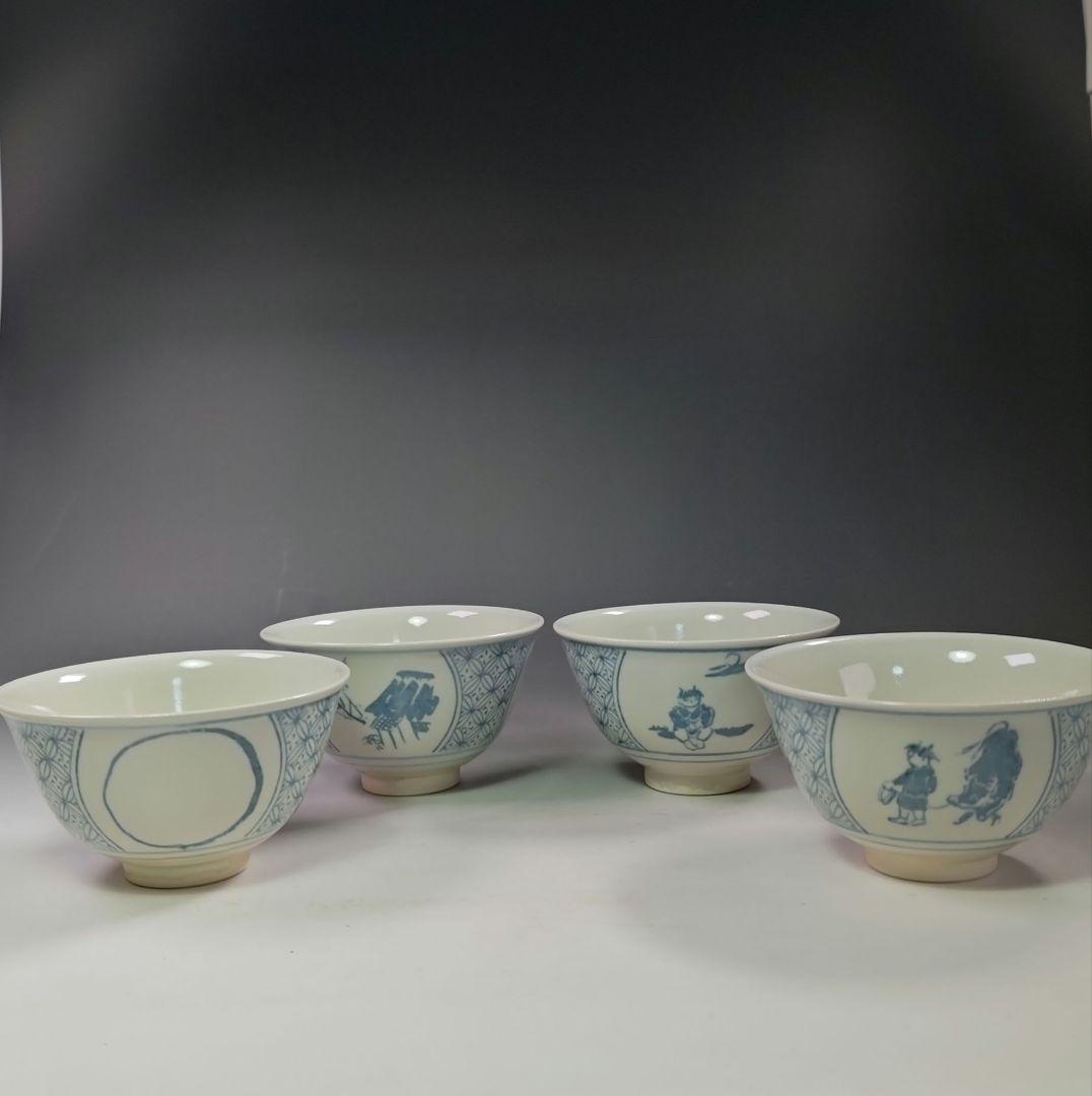 イ577 数茶碗『信楽壺中窯　保庭楽入』『十牛図　呉須絵　数茶碗　10客　共箱』