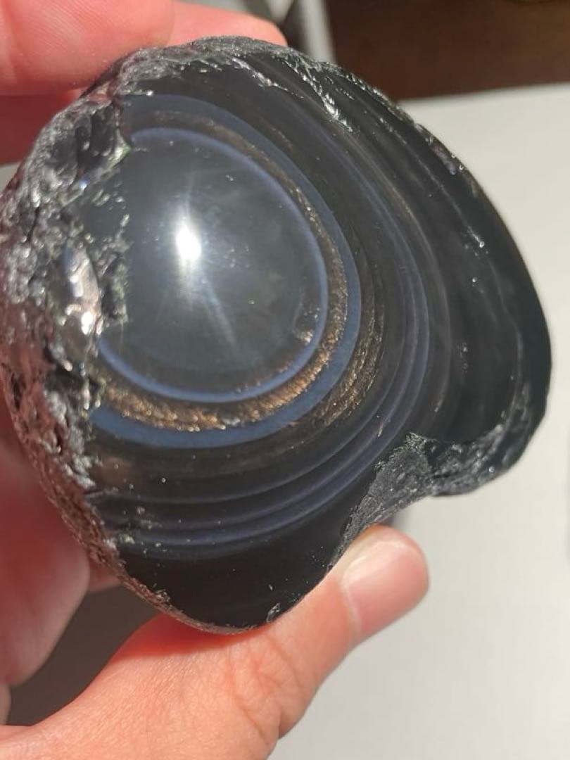 研磨品　十勝石玲瓏　ゴールド＋ブルー＋パープル　超特級品レインボーオブシディアン