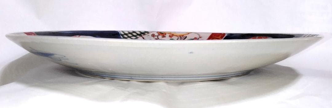 大皿 『椿・菊・梅 (中央丸・周囲六面)』 古伊万里 Aa-110