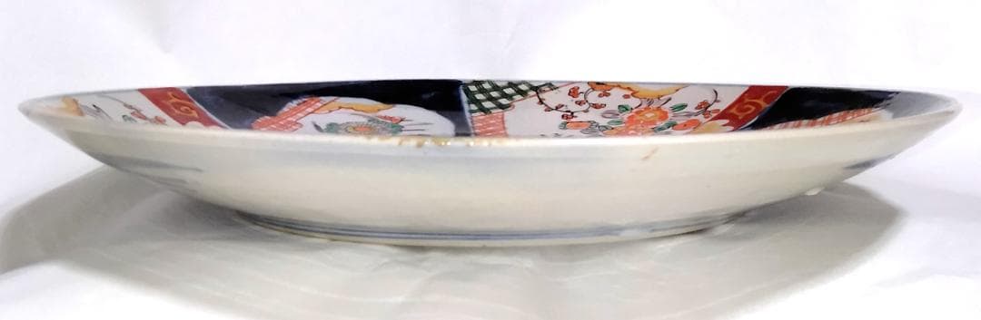 大皿 『椿・菊・梅 (中央丸・周囲六面)』 古伊万里 Aa-110