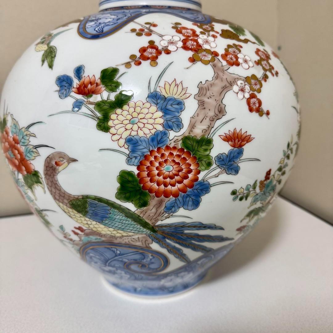 163 高級 伊万里焼 弥左ヱ門 花器 フラワーベース有田焼 花瓶 豪華 陶器