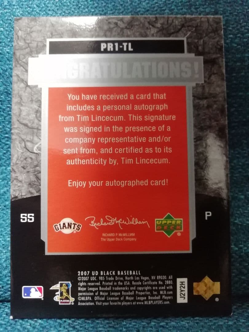 その他 Lincecum 2007 Upper Deck UD Black auto