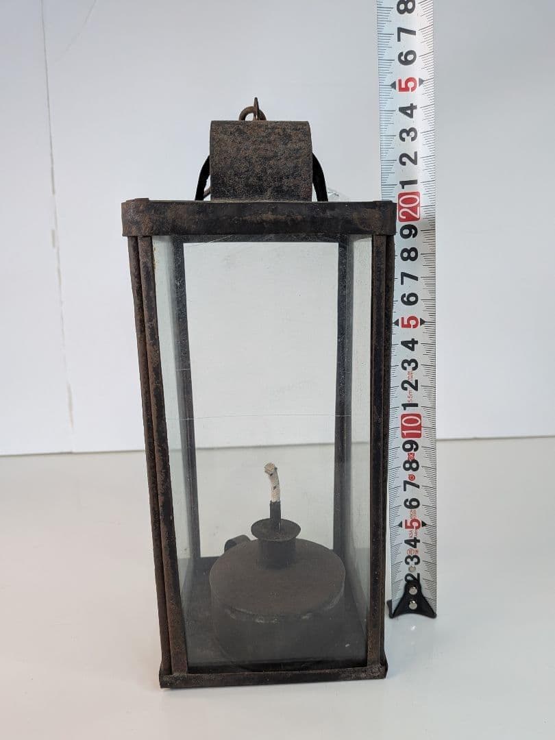 【 ヴィンテージ 】 オイルランタン／ガラスケース／吊り下げランプ