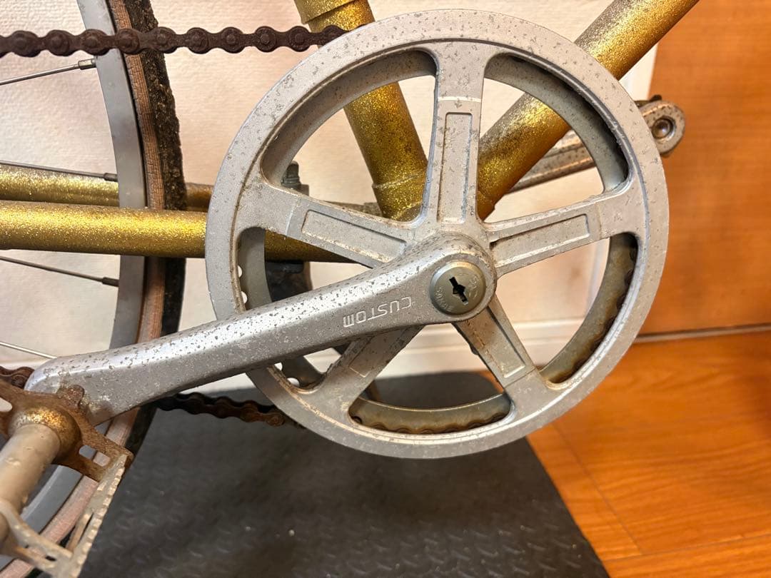 昭和レトロ 国産ヴィンテージ自転車 実用車 ゴールドフレーム レストアベース