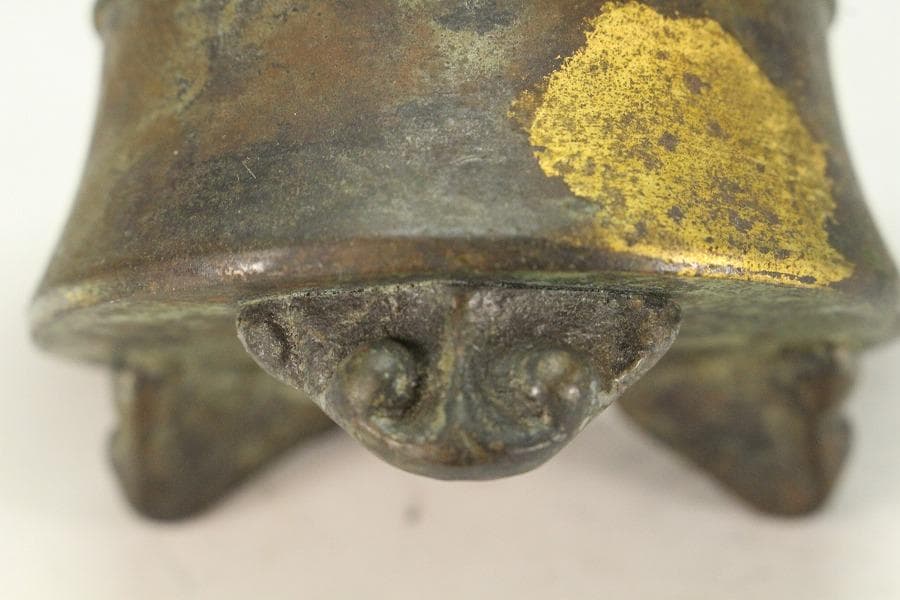 蔵六造 飛金 刻 霊芝 青銅 香炉 在名(K-XA807)